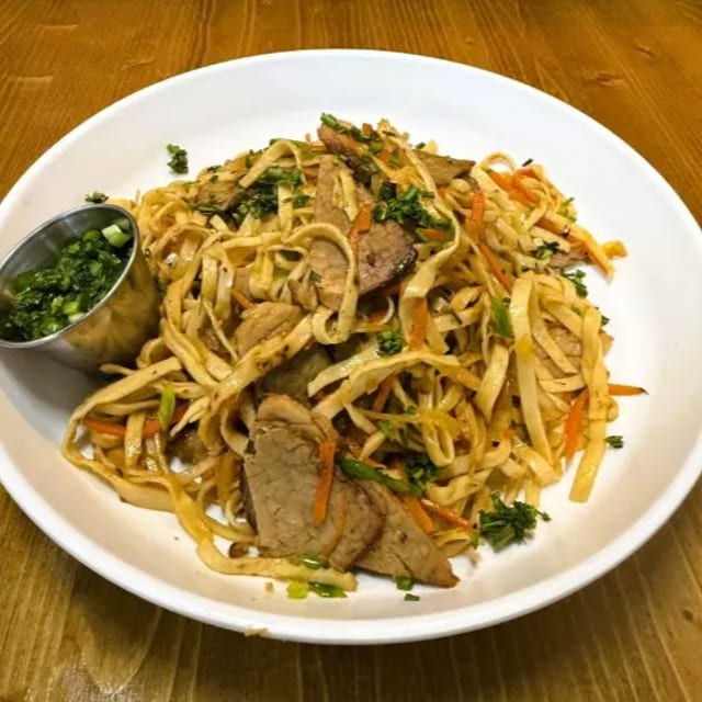 Smoked Stir-Fried Noodles with Brisket.